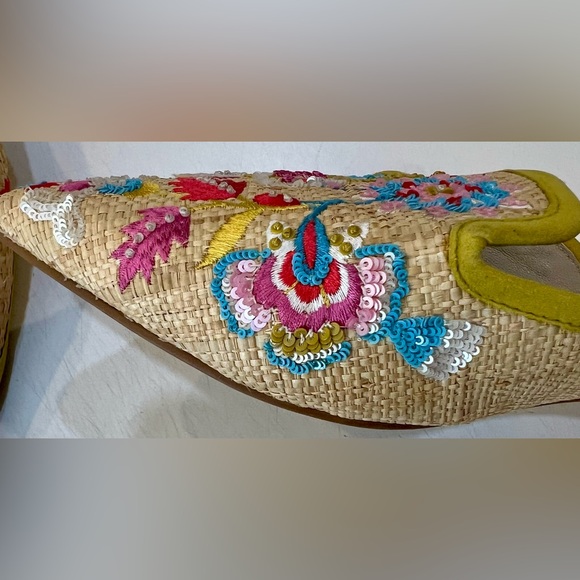 **RARE** Boden Embroidered Rafia Pointed Flats UK 40 - Picture 6 of 8